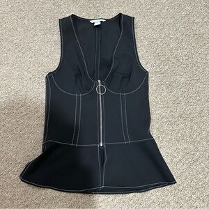 H&M Black Zip-Up Peplum Top
